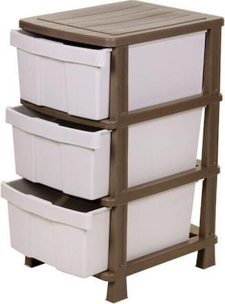Homeplast Τάρα Συρταριέρα Πλαστική Μπεζ 3 Θέσεων 40x50x77cm