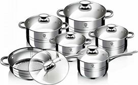 HomeVero HV-1012 Σετ Μαγειρικά Σκεύη από Ανοξείδωτο Ατσάλι Ασημί 12τμχ