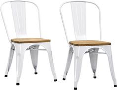 Hoppline Καρέκλες Τραπεζαρίας Μεταλλικές Λευκές Σετ 2τμχ 84x48x45cm HOP1001226-1