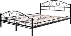 Hoppline Κρεβάτι Διπλό Μεταλλικό Μαύρο με Τάβλες για Στρώμα 140x200cm HOP1000898-1