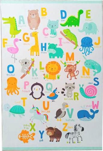 Hoppline Παιδικό Χαλί Ζώα & Γράμματα 130x180cm HOP1001235-3