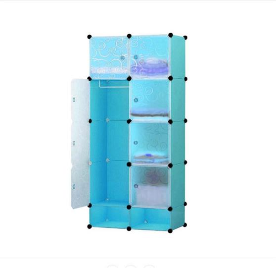 Hoppline Πλαστική Παπουτσοθήκη με 8 Ράφια Γαλάζιο 70x35x150cm HOP1000976-1