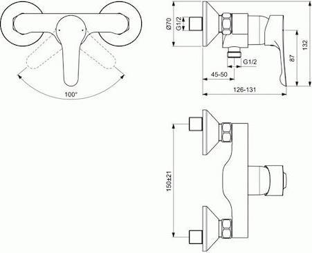 Ideal Standard Alpha Αναμεικτική Μπαταρία Μπανιέρας Ασημί BC488AA
