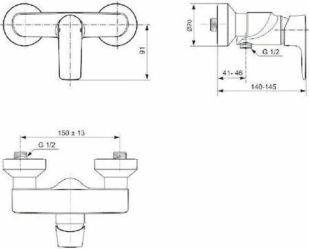 Ideal Standard Connect Air Αναμεικτική Μπαταρία Μπανιέρας Χρυσή A7032A2