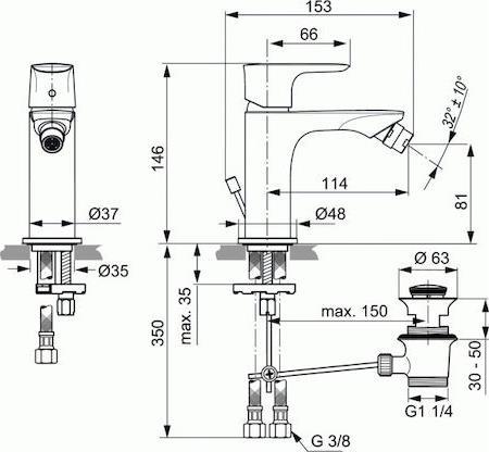 Ideal Standard Connect Air Μπαταρία Μπιντέ Ασημί A7030AA