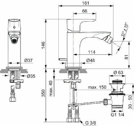 Ideal Standard Connect Air Μπαταρία Μπιντέ Ασημί A7030GN