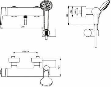 Ideal Standard Connect Αναμεικτική Μπαταρία Μπανιέρας Ασημί B9924AA
