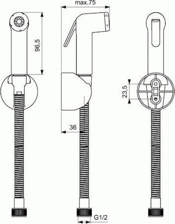 Ideal Standard Idealspray Επιτοίχιο Σετ Μπιντέ Ασημί B0011AA