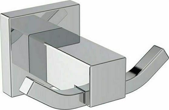Ideal Standard Iom Square Άγκιστρο Μπάνιου Διπλό Inox Ασημί E2193AA
