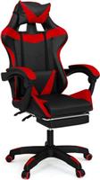 Idomya Καρέκλα Gaming Δερματίνης με Υποπόδιο Μαύρο-Κόκκινο 30078800