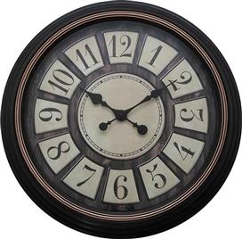 Inart Docto Ρολόι Τοίχου Μαύρη Αντικέ Απόχρωση Φ55.8x5.2cm 349-000011
