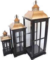 Inart Finile Σετ Φαναράκια Μεταλλικά Μαύρα 3τμχ 346-000001