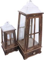 Inart Hally Σετ Φαναράκια Μεταλλικά Καφέ 22x22x71.5cm 2τμχ 346-000009