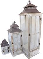 Inart Jannie Σετ Φαναράκια Μεταλλικά Λευκά 32.5x32.5x107cm 3τμχ 346-000002