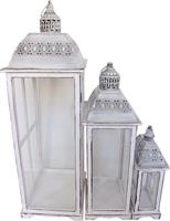 Inart Jux Σετ Φαναράκια Ξύλινα Μπεζ 3τμχ 346-000015