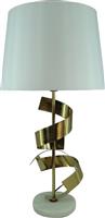 Inart Lighted Υφασμάτινο Πορτατίφ για Ντουί E27 με Χρυσό Καπέλο και Βάση 300-000017