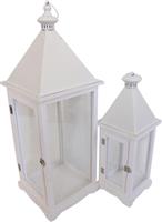 Inart Oprie Σετ Φαναράκια Ξύλινα Λευκά 2τμχ 346-000010