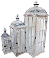 Inart Penny Σετ Φαναράκια Μεταλλικά Λευκά 33x33x99cm 3τμχ 346-000013