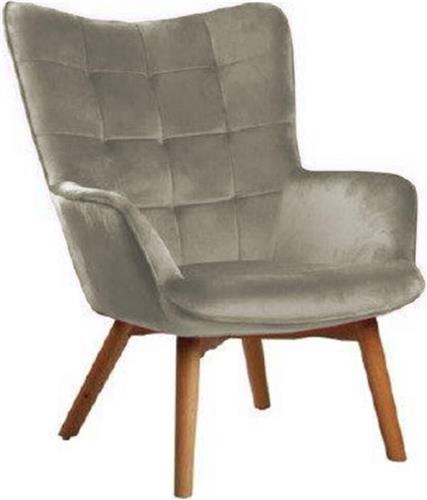 Inart Πολυθρόνα Βελούδινη σε Μπεζ Χρώμα 80x80x99cm 3-50-037-0020