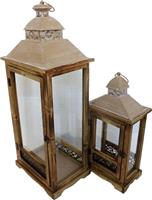 Inart Retrica Σετ Φαναράκια Μεταλλικά Καφέ 30x22.5x75.5cm 2τμχ 346-000012