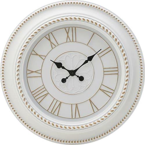 Inart Ρολόι Τοίχου Πλαστικό Λευκό-Χρυσό 50cm