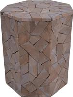 Inart Sity Σκαμπό Σαλονιού Ξύλινο Γκρι Wash 32x32x40cm 315-000016