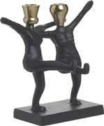 Inart Ζευγάρι Χορευτές Κηροπήγιο Αλουμινίου 2 Θέσεων Μαύρο Χρυσό 23x23x13cm 3-70-893-0013