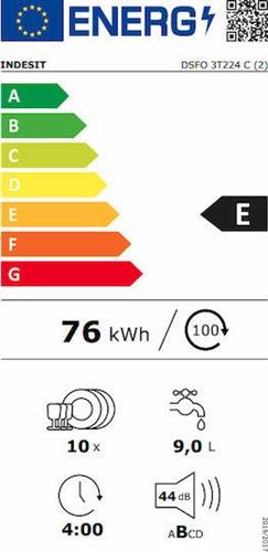 Indesit DSFO 3T224 C Ελεύθερο Πλυντήριο Πιάτων για 10 Σερβίτσια Π45cm Λευκό