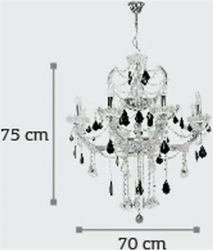 InLight 5245-8-Χρώμιο Πολυέλαιος 8xE14 70cm με Κεράκια Διάφανος