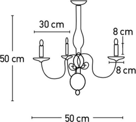 InLight 5311-3 Πολυέλαιος 3xE14 60cm με Κεράκια Μπεζ