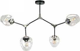 InLight 6129-4-ΝΜ Μοντέρνα Μεταλλική Πλαφονιέρα Οροφής με Ντουί E27 Μαύρη 120cm με Διάφανο Γυαλί