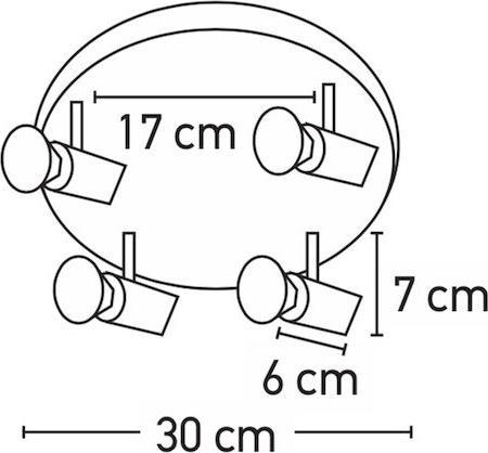 InLight 9075-4Φ-Οξυντέ Σποτ με 4 Φώτα και Ντουί GU10 Μπρούτζινο