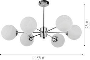 InLight Μοντέρνα Μεταλλική Πλαφονιέρα Οροφής με Ντουί G9 σε Ασημί χρώμα 55cm 5014-6