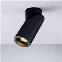 Intec Μοντέρνα Μεταλλική Πλαφονιέρα Οροφής με Ντουί GU10 σε Μαύρο χρώμα 15.5cm I-GENESIS-R6-NER
