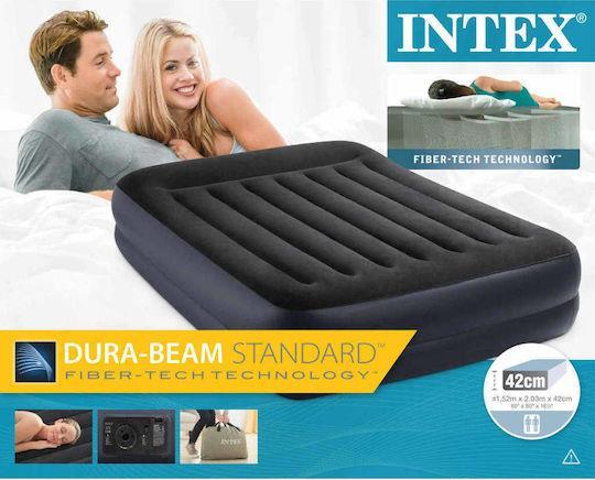 Intex Φουσκωτό Στρώμα Ύπνου Διπλό με Ενσωματωμένη Ηλεκτρική Αντλία Pillow Rest Raised 203x152x42cm 64124