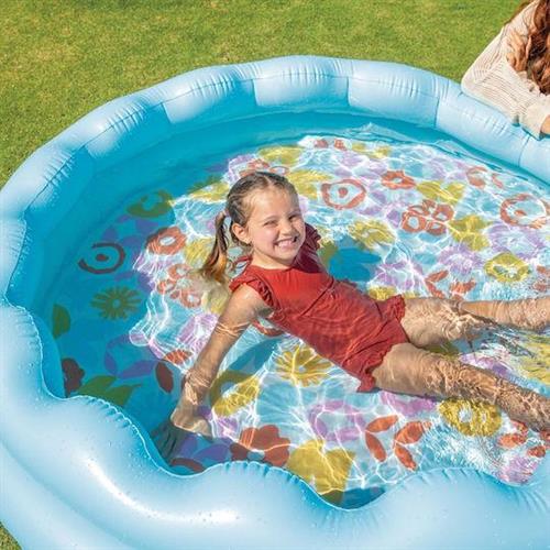 Intex Wavy Edge Παιδική Στρογγυλή Πισίνα 575lt Φουσκωτή Γαλάζια 56191