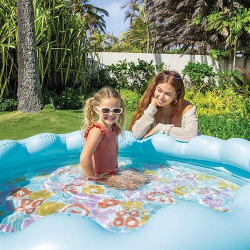 Intex Wavy Edge Παιδική Στρογγυλή Πισίνα 575lt Φουσκωτή Γαλάζια 56191