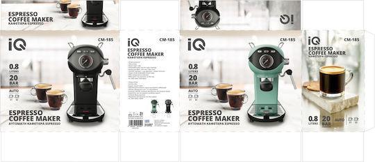 IQ CM-185 Ημιαυτόματη Μηχανή Espresso 1050W Πίεσης 20bar Μαύρη