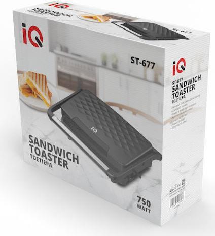 IQ ST-677 Τοστιέρα για 2 Τοστ 750W Μαύρη