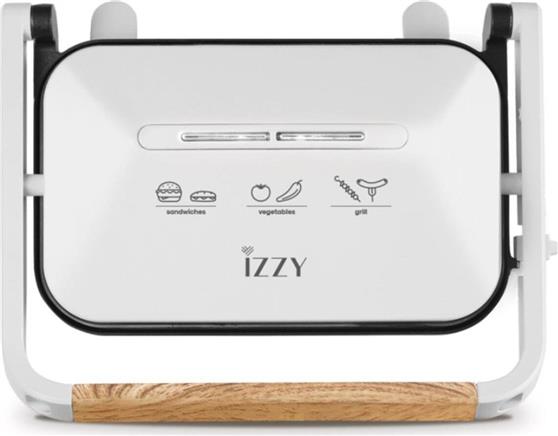 Izzy IZ-2013 Panini Τοστιέρα για 2 Τοστ 1300W Wood Λευκή