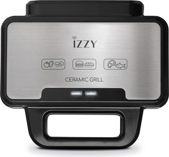 Izzy IZ-2018 Ceramic Grill XL Τοστιέρα με Αποσπώμενες Πλάκες για 2 Τοστ 1000W Inox