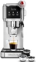 Izzy IZ-6015 Brazilia Ημιαυτόματη Μηχανή Espresso 1350W Πίεσης 20bar Ασημί