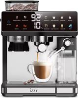 Izzy IZ-6028 Barista Expert ΗμιαυτόματηΜηχανή Espresso 1450W Πίεσης 20bar για Cappuccino με Μύλο Άλεσης Ασημί