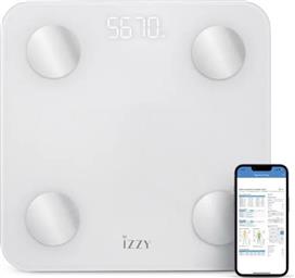 Izzy IZ-7018 Pure Smart Ψηφιακή Ζυγαριά 180kg με Λιπομετρητή & Bluetooth Λευκή