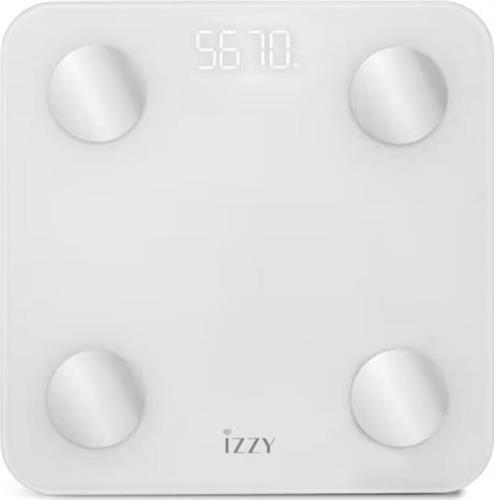 Izzy IZ-7018 Pure Smart Ψηφιακή Ζυγαριά 180kg με Λιπομετρητή & Bluetooth Λευκή