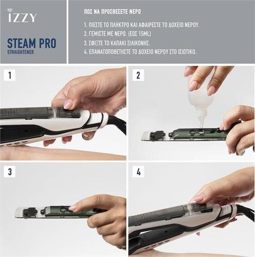 Izzy IZ-7106/2523 Steam Pro Πρέσα Μαλλιών με Ατμό και Κεραμικές Πλάκες