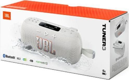 JBL Tuner 3 Αδιάβροχο Ηχείο Bluetooth 7W με Ραδιόφωνο και Διάρκεια Μπαταρίας έως 15 ώρες Λευκό JBLTUNER3WHT