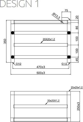 Karag Design 1 Πετσετοκρεμάστρα Μπάνιου 35x50 Ασημί DESIGN1