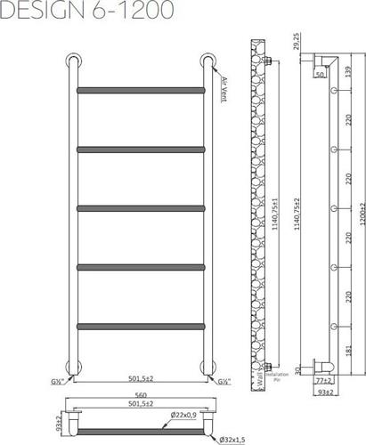 Karag Design 6 Πετσετοκρεμάστρα Μπάνιου 120x56 Ασημί DESIGN6-1200-C