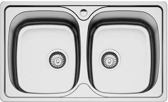 Karag Ένθετος Νεροχύτης Inox Σατινέ Μ80xΠ48cm Ασημί BL808